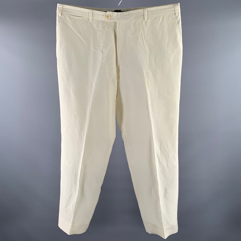 ARMANI COLLEZIONI Size 38 Cream Linen Silk Relaxed Fit Casual Pants